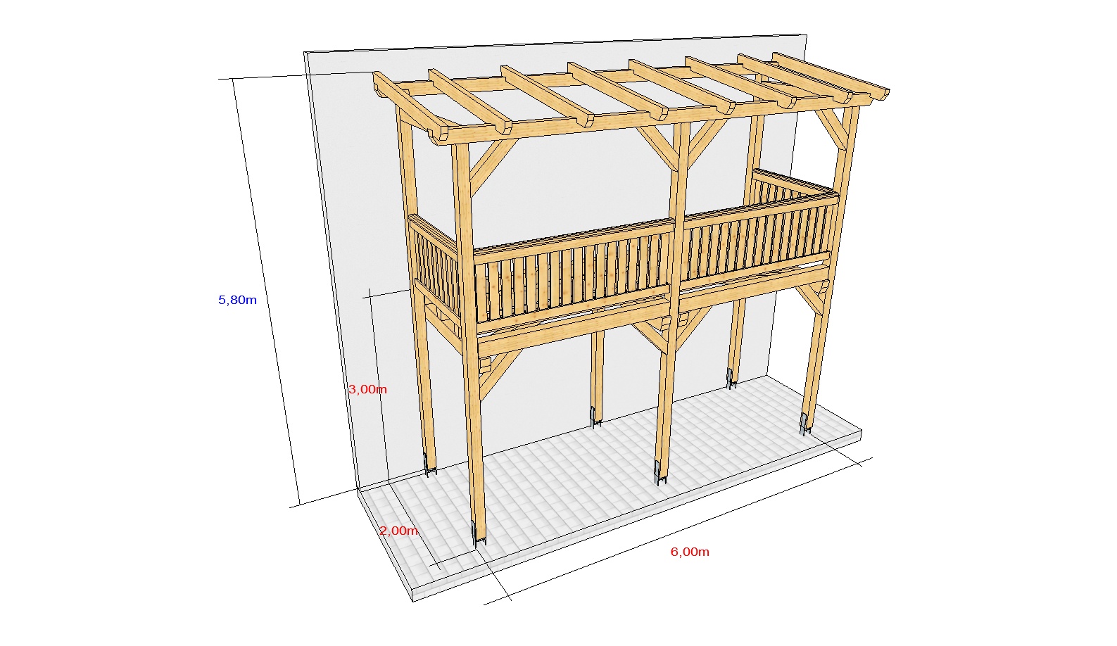 Bausatz Holzbalkon Mit Pultdach X M Htl Solid